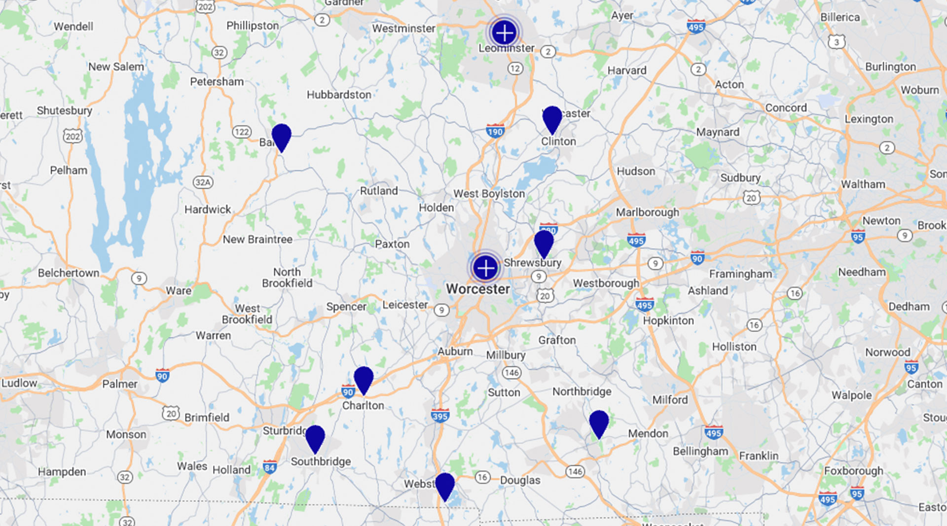 UMass Memorial Health Map of Locations
