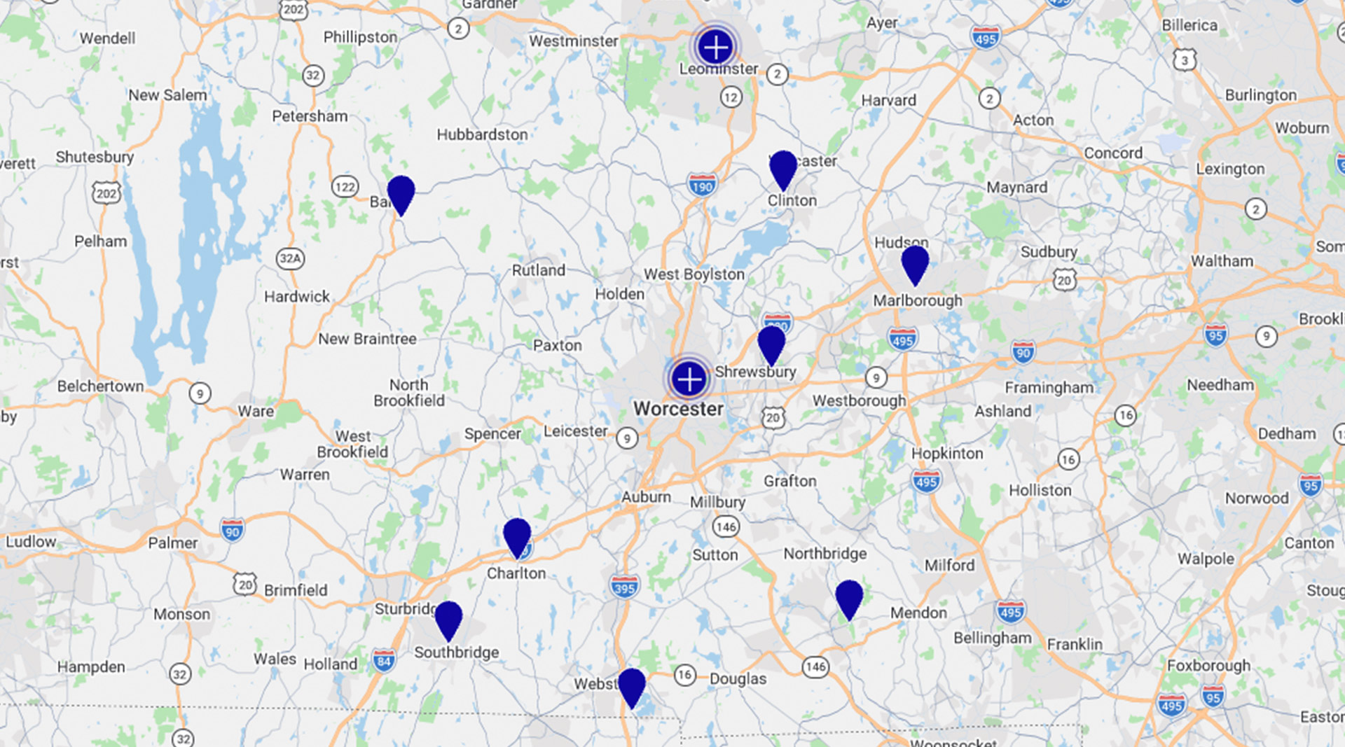 UMass Memorial Health Map of Locations